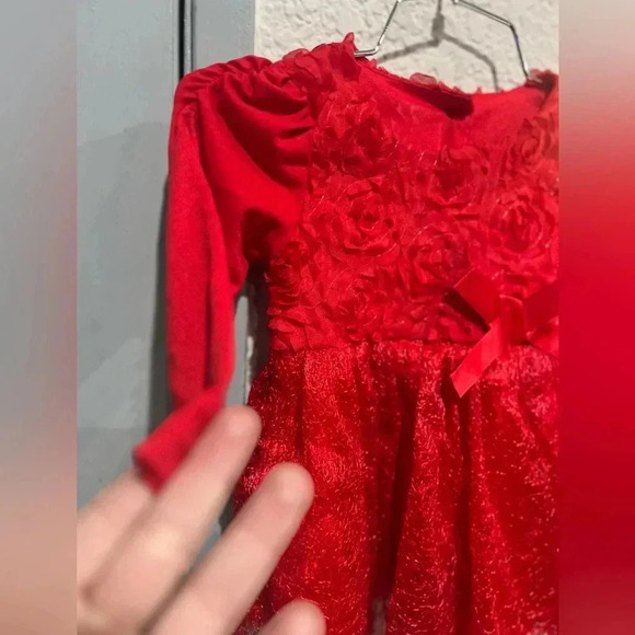 Wennikids Red Flower Girl Christening Birthday Party Dress 9 months 16-18 lbs - Picture 7 of 11